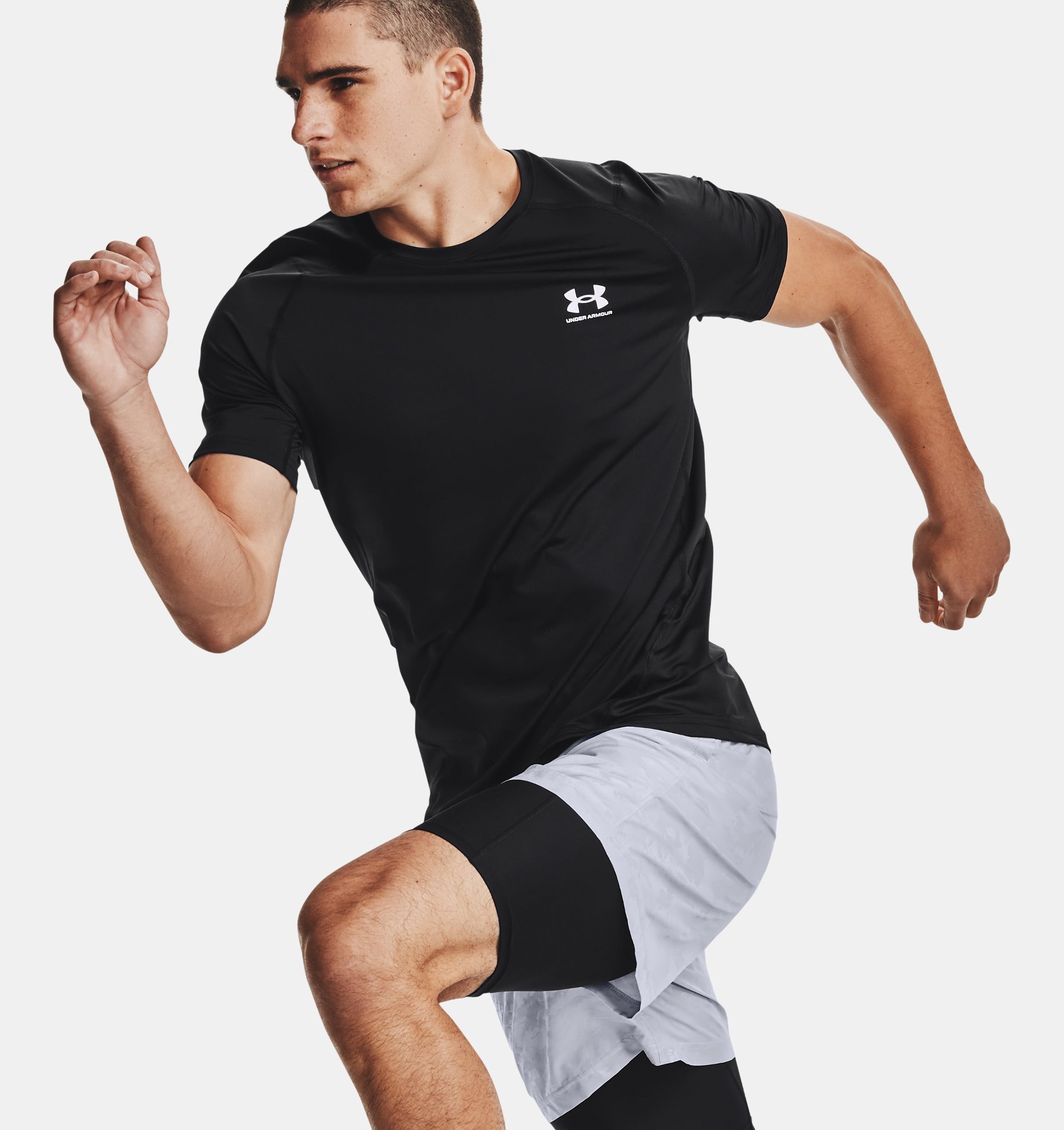 UNDER ARMOUR HeatGear® Fitted Running T Shirt Large Black 